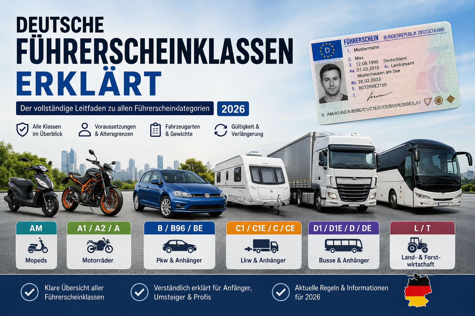 German Driving Licence Deutsche Führerscheinklassen und Führerscheinkategorien 2026